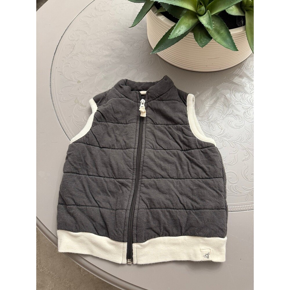 Burt's Bees Baby Organic Cotton Quilted Vest in charcoal gray 18 Months